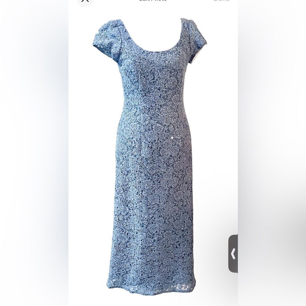 Oleg Cassini Sequin blue gray Cocktail prom Vegas Dress size 2